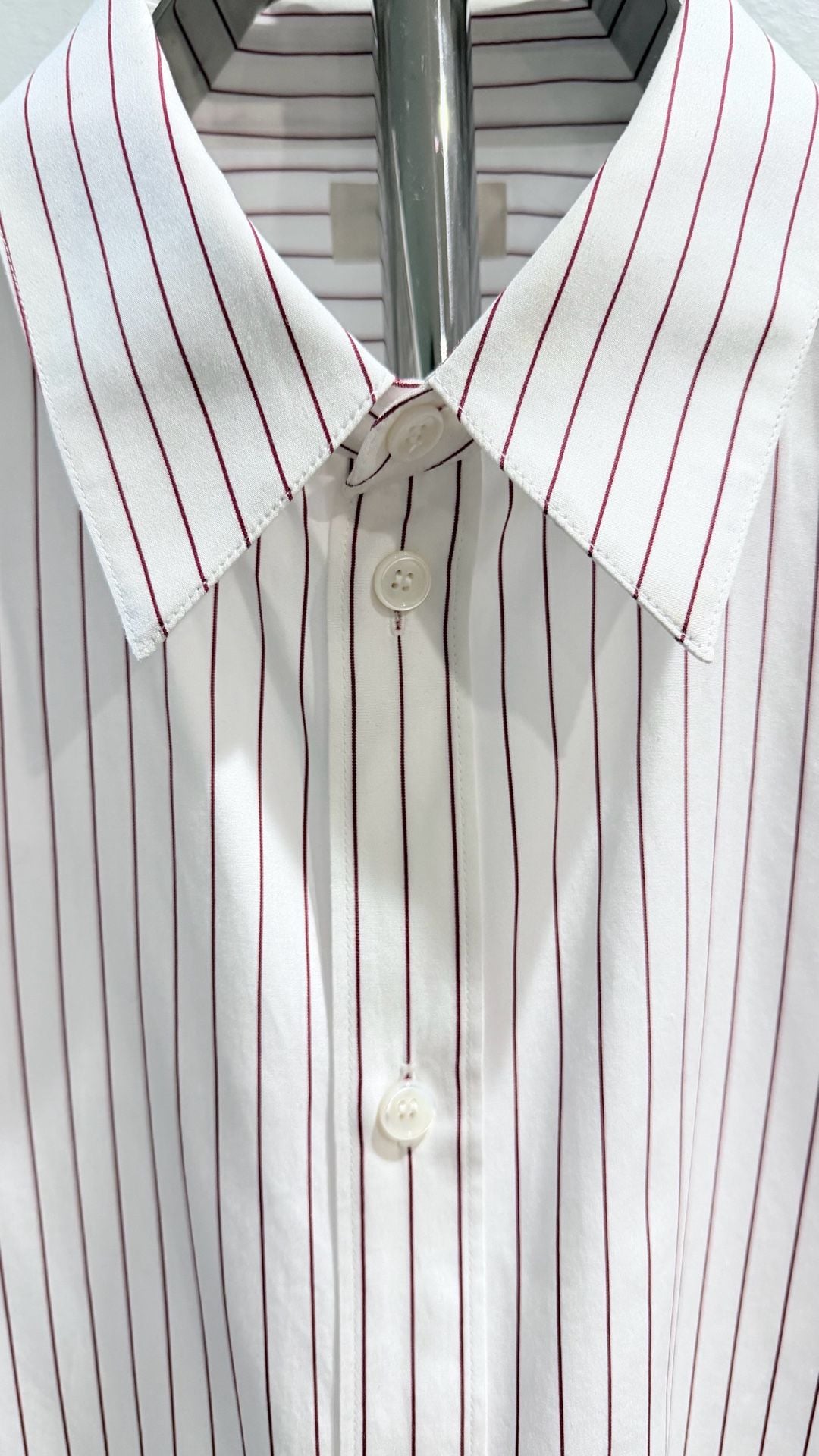 Celine Paris White and Red Pinstripe Button-Up Shirt Sz 41 4