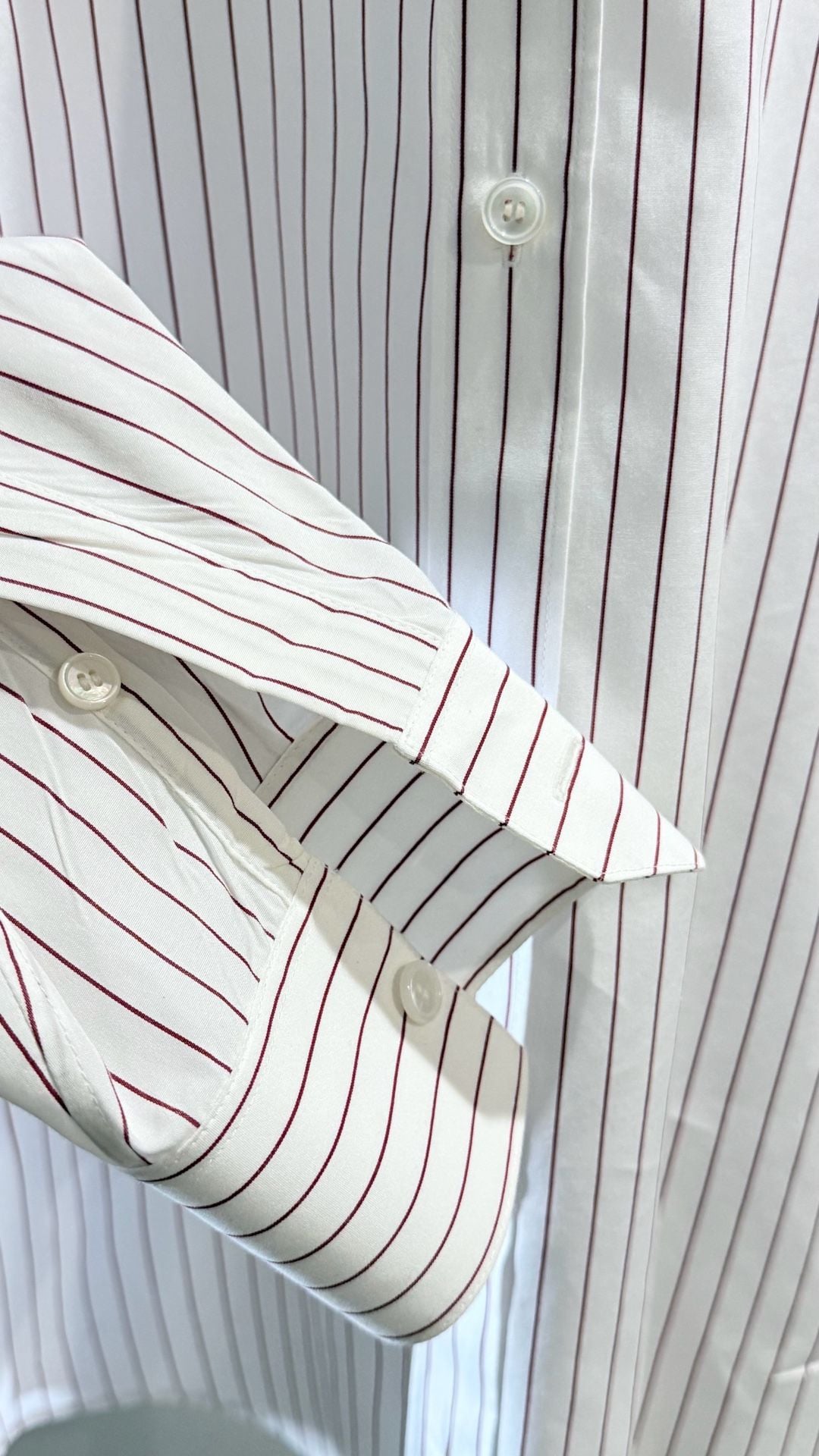 Celine Paris White and Red Pinstripe Button-Up Shirt Sz 41 6