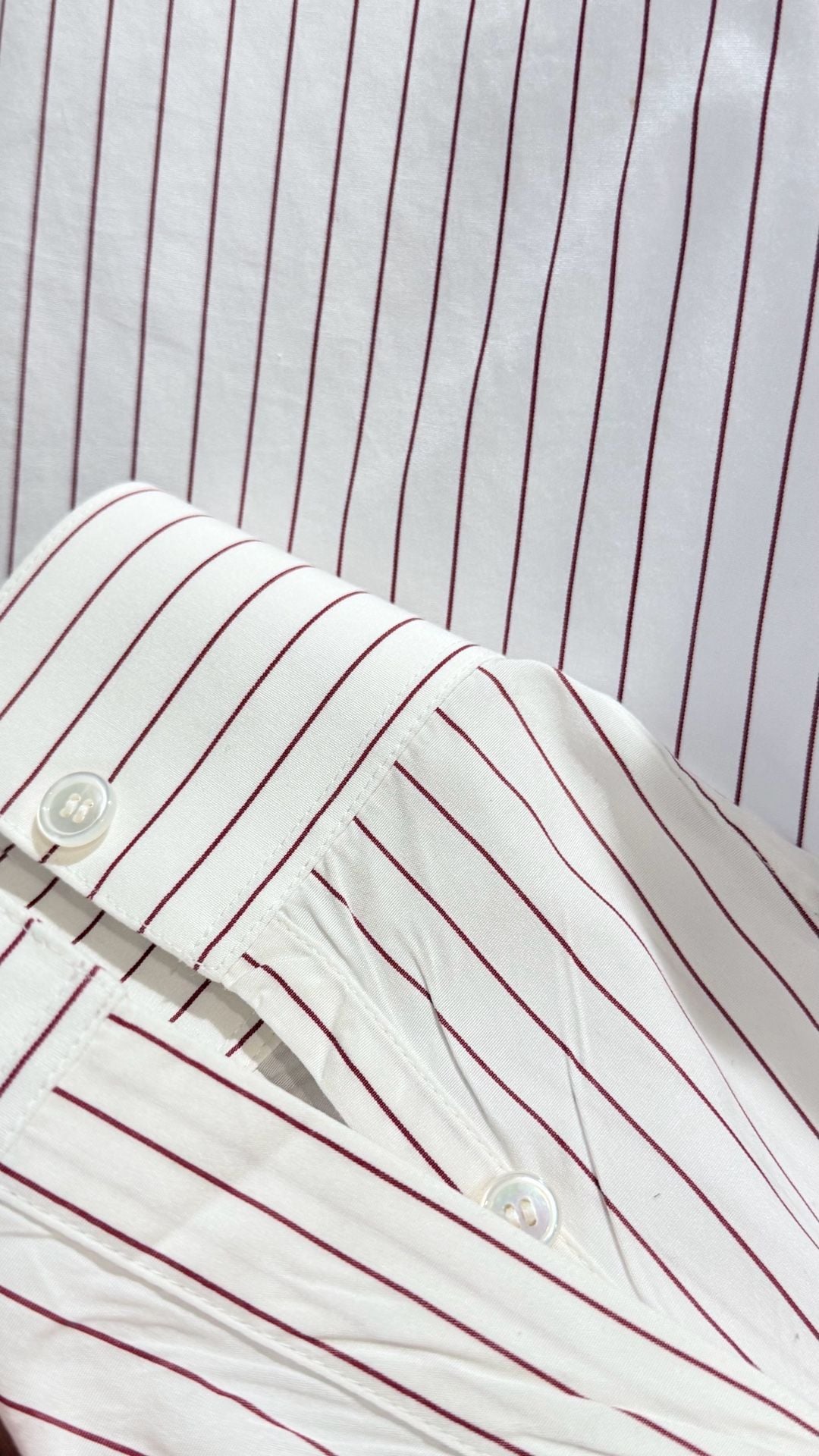 Celine Paris White and Red Pinstripe Button-Up Shirt Sz 41 10