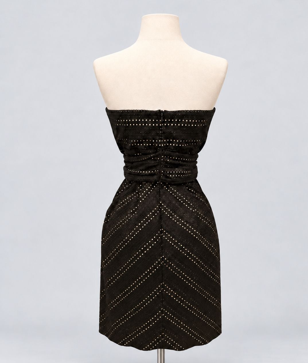 Suzi Chin for Maggy Boutique Strapless Black Eyelet Dress Side Pockets Size: 8 7