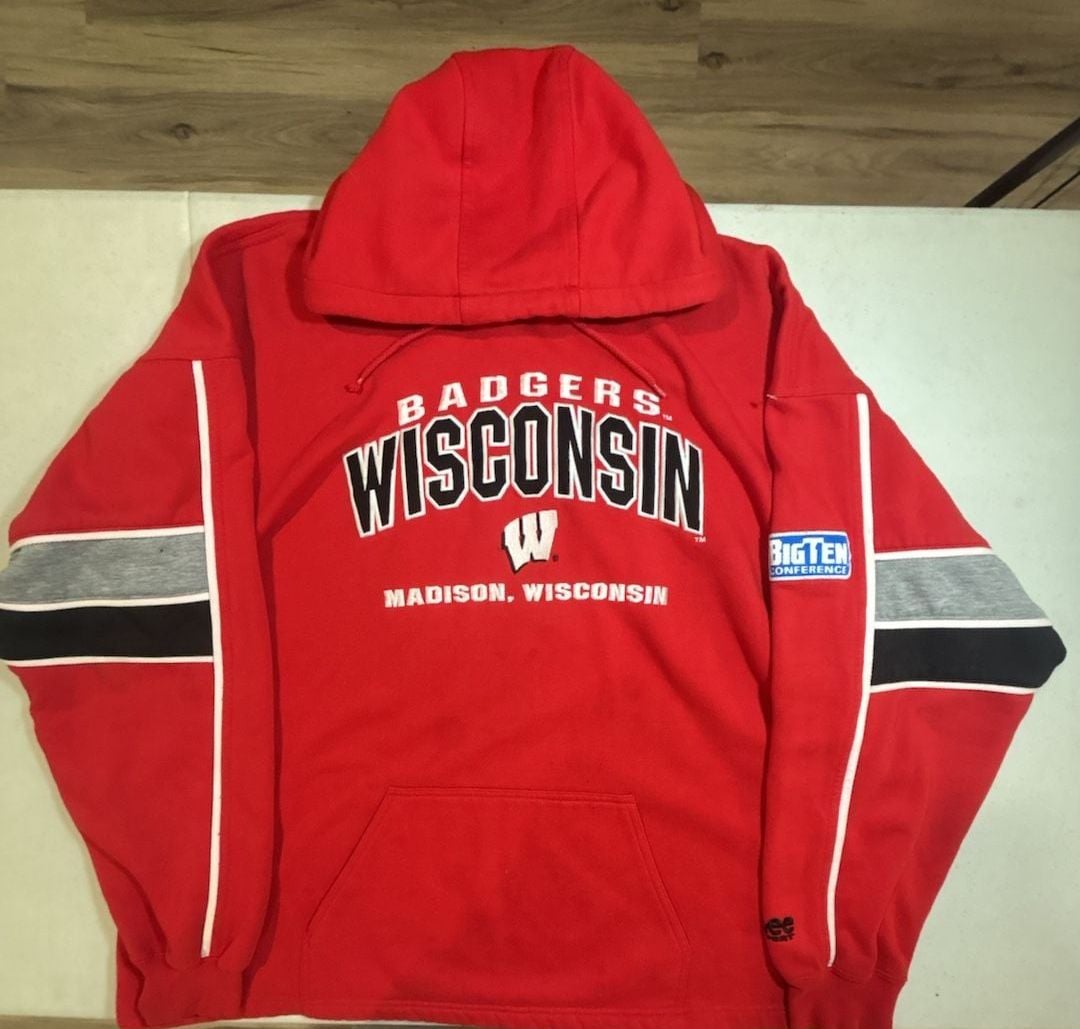 Lee Sport Wisconsin Badgers Hoodie Size XL Red Big Ten Conference Pullover 2