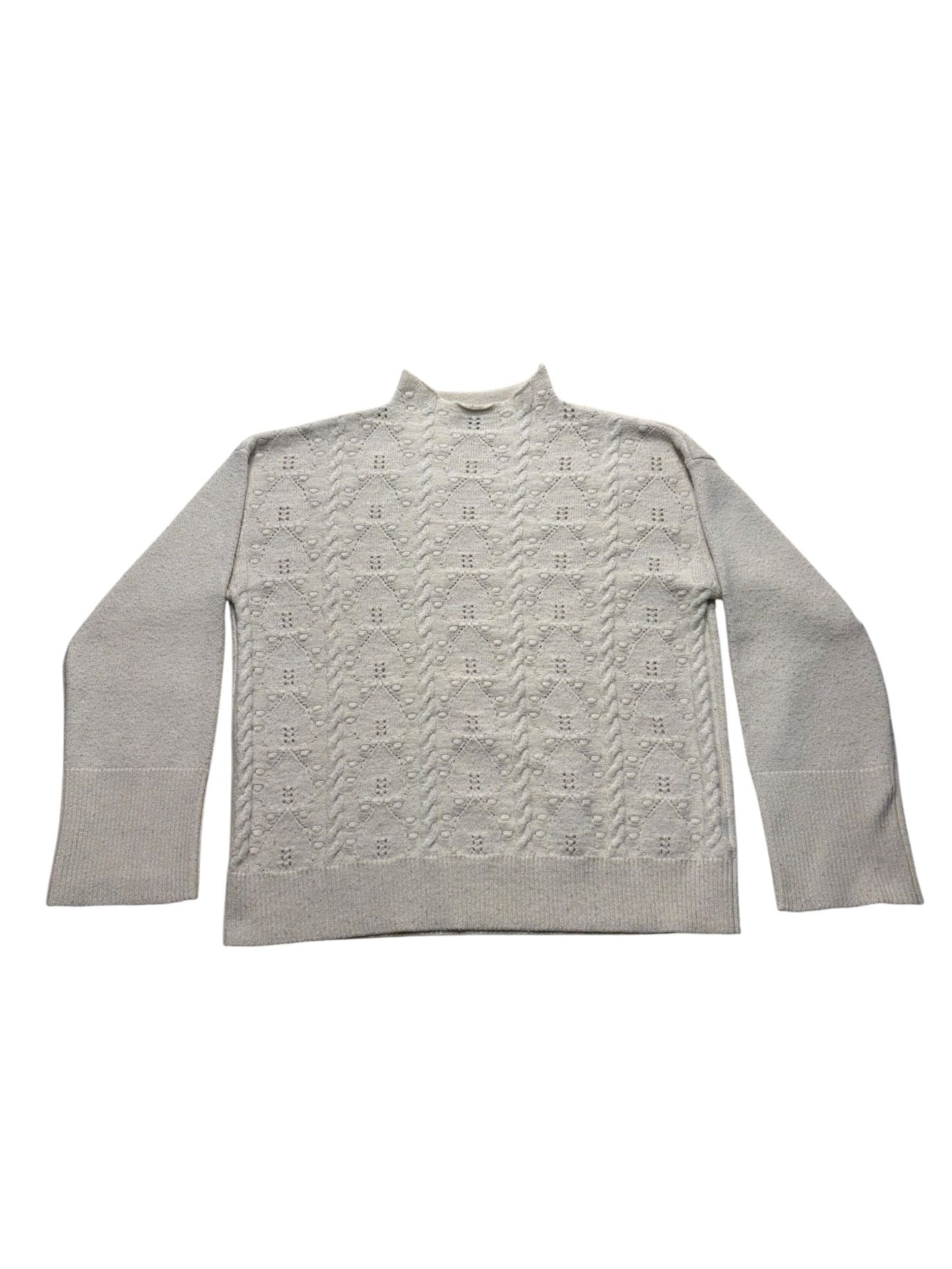 Democracy Cable Knit Turtleneck Sweater Size XL Cream White 2