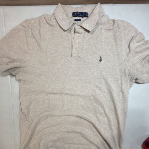 Polo Ralph Lauren Classic Fit Polo Shirt Size L Beige Short Sleeve