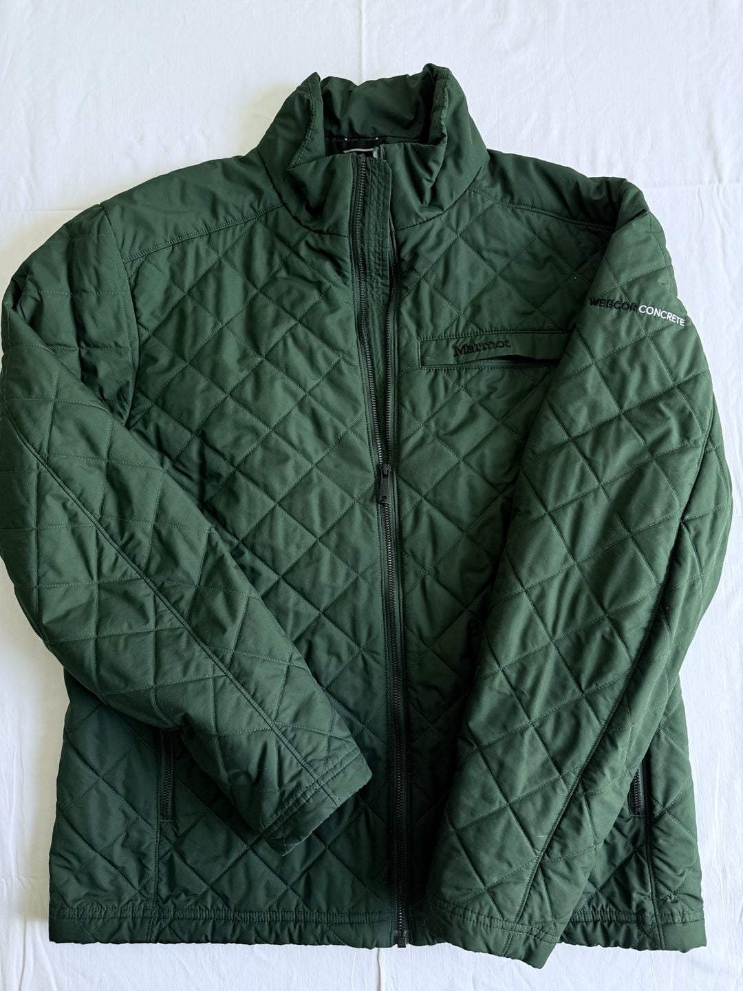 Marmot Quilted Jacket Size Large Green Primaloft Webcor Concrete Logo campcore 2