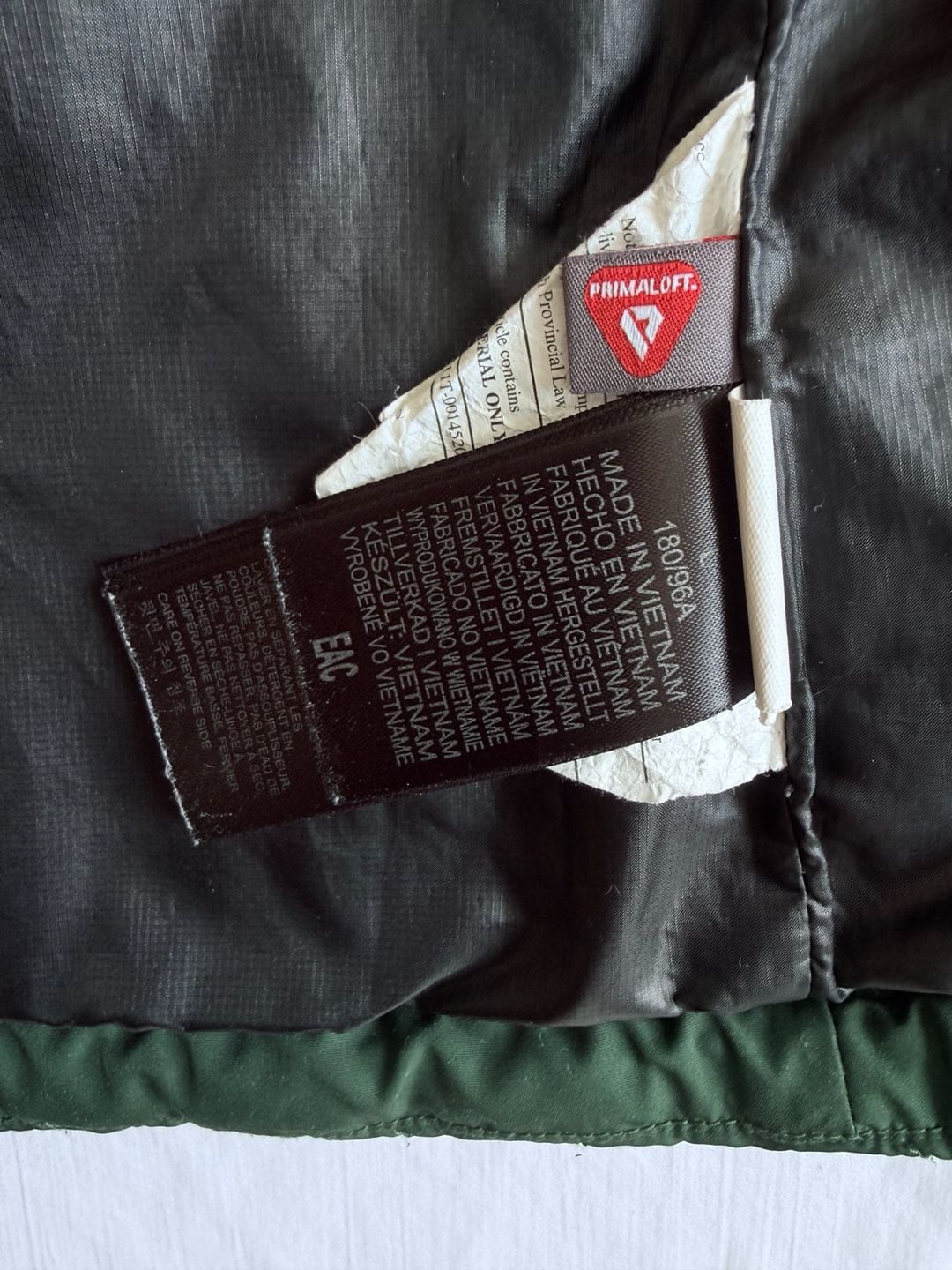 Marmot Quilted Jacket Size Large Green Primaloft Webcor Concrete Logo campcore 5