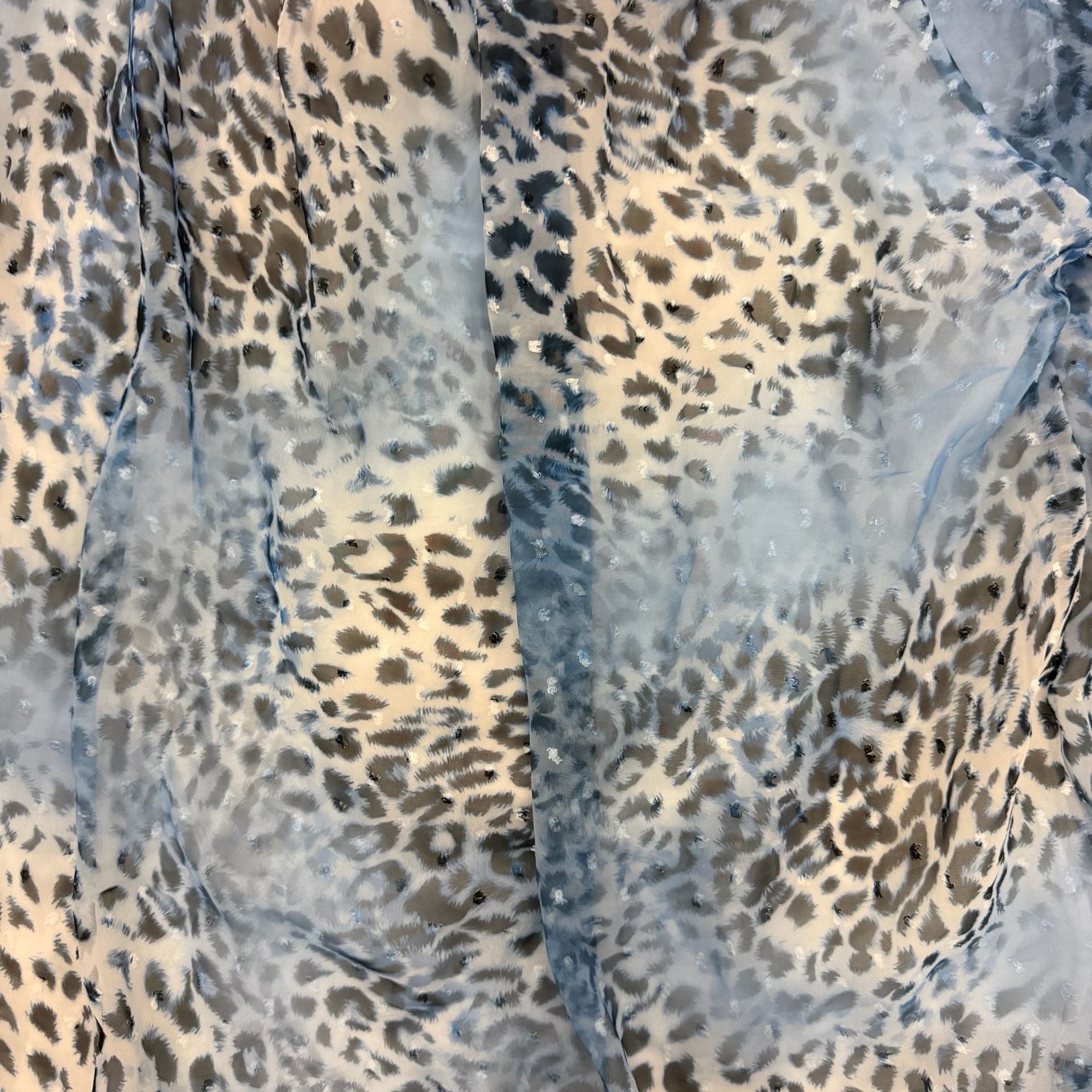 Gigi Moda Blouse Size OS Blue Leopard Floral String Tie Off Shoulder Top 7