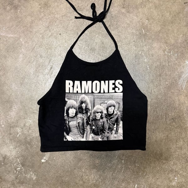 Supré Ramones Halter Top Size XL Black Punk Graphic Crop Tank