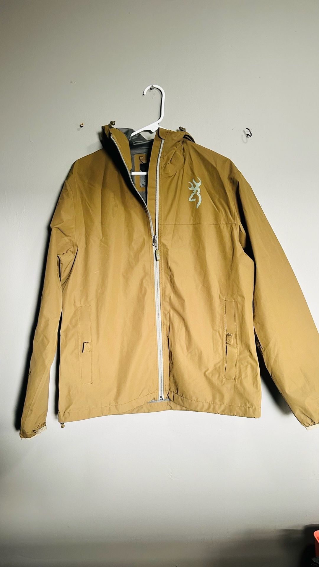 Browning Rain Jacket Size M Brown Waterproof Hooded. Pc 137 2