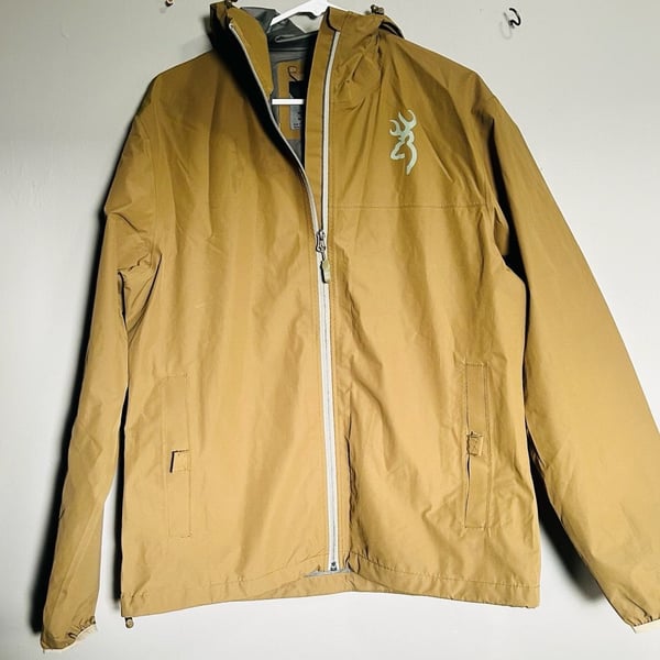 Browning Rain Jacket Size M Brown Waterproof Hooded. Pc 137