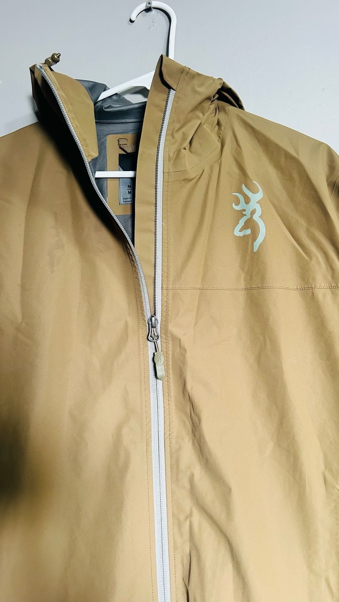 Browning Rain Jacket Size M Brown Waterproof Hooded. Pc 137 3