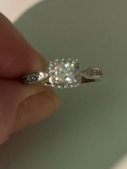 Mystery Set Engagement Ring With Split Crossed Shank - 1