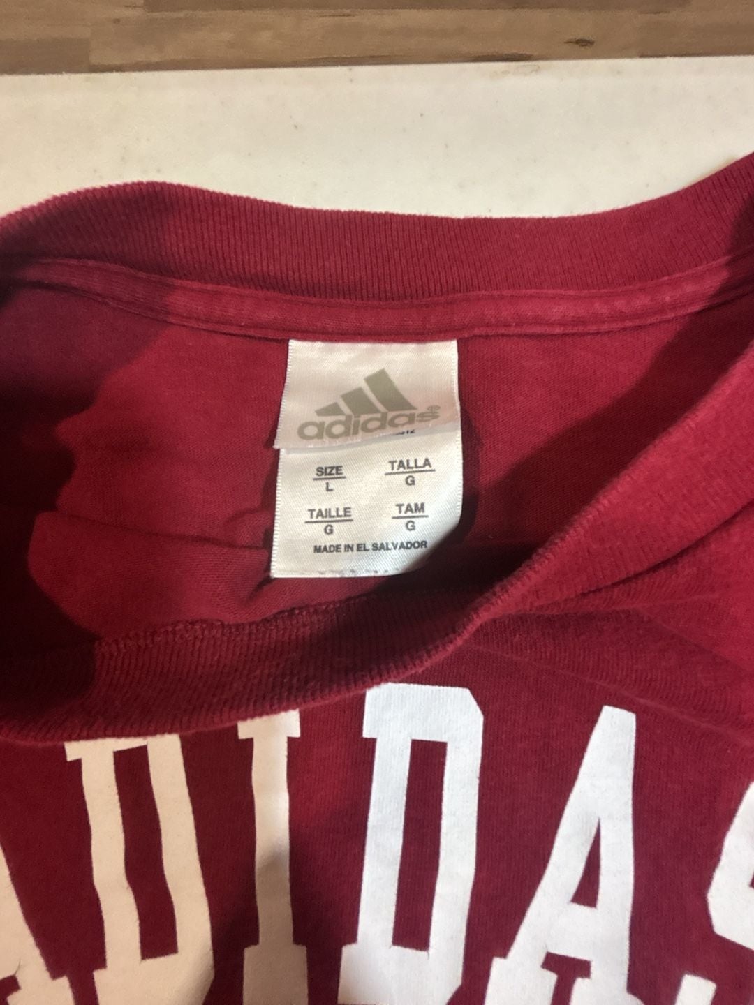 Adidas Long Sleeve T-Shirt Size L Burgundy White Stripes 4