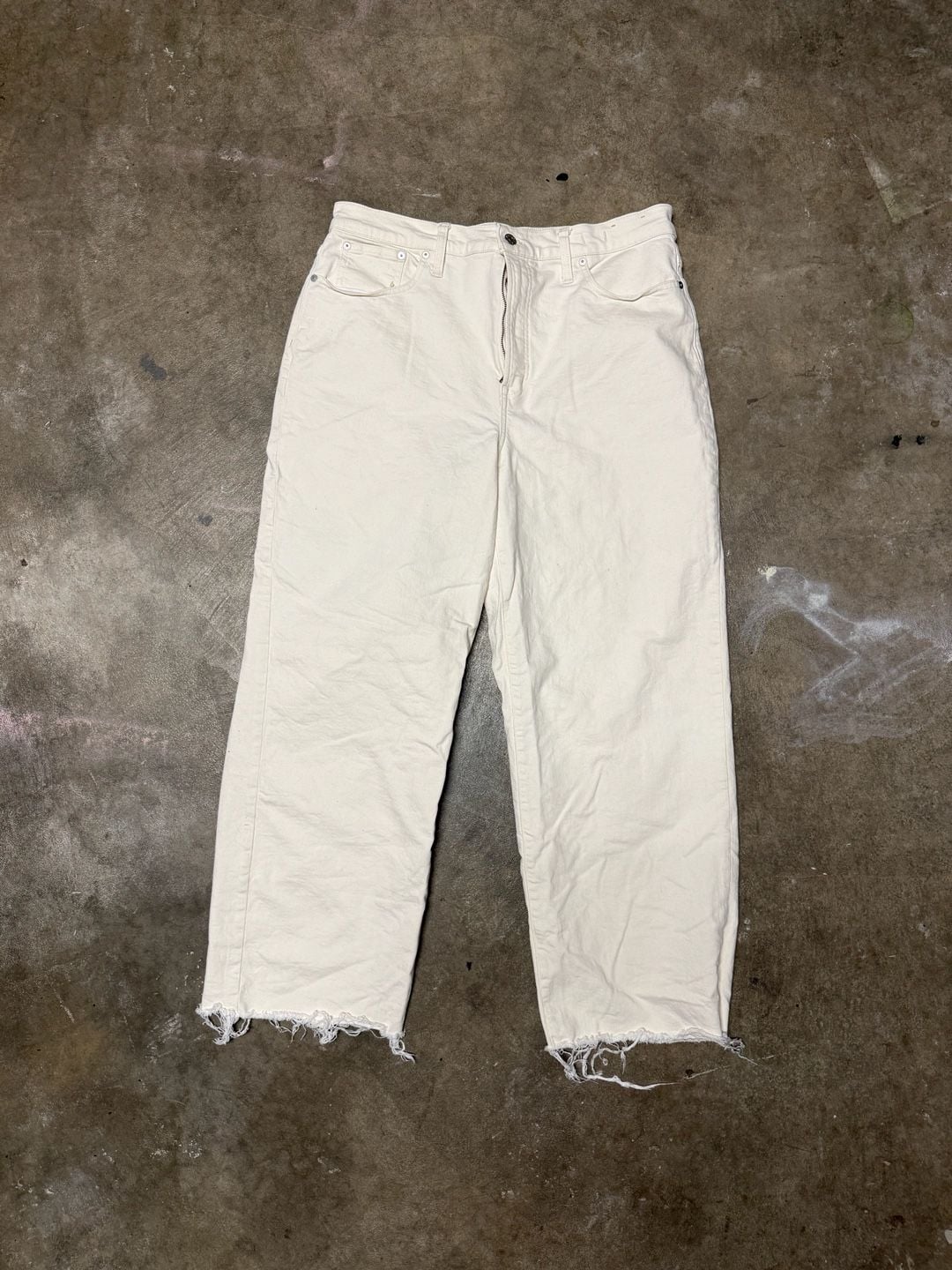 Madewell The Perfect Vintage Wide-Leg Crop Jean Size 32T White Denim Pants 2