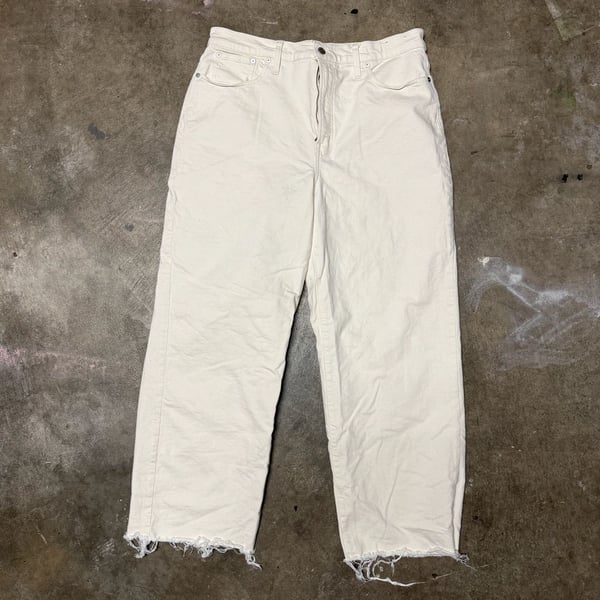 Madewell The Perfect Vintage Wide-Leg Crop Jean Size 32T White Denim Pants