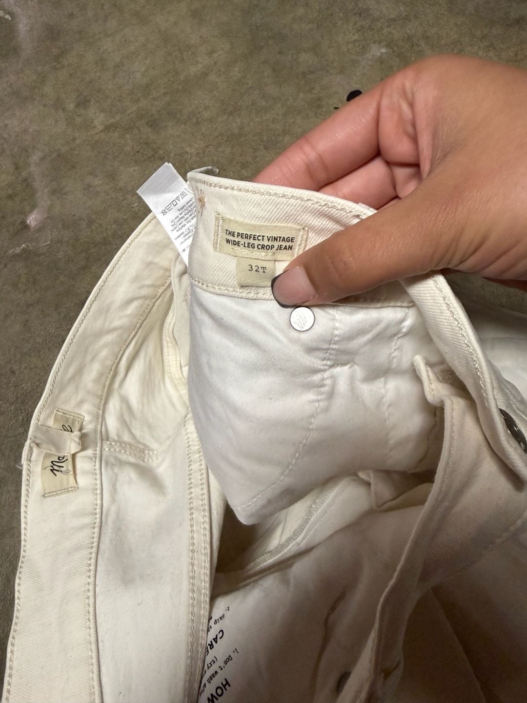 Madewell The Perfect Vintage Wide-Leg Crop Jean Size 32T White Denim Pants 4