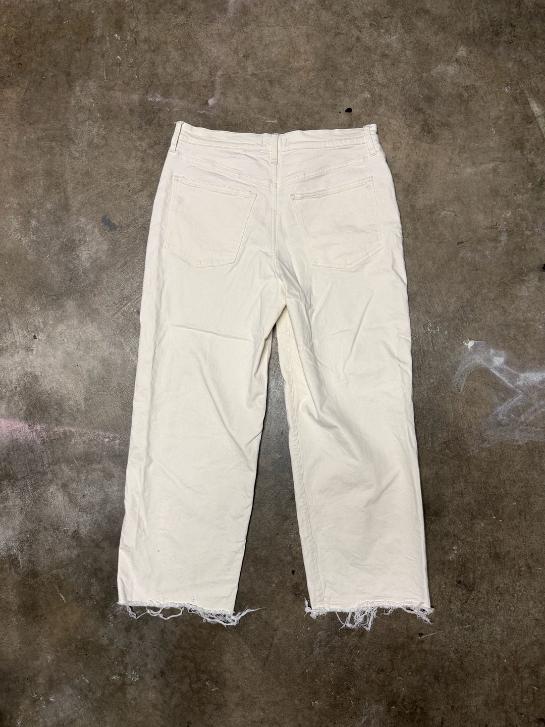 Madewell The Perfect Vintage Wide-Leg Crop Jean Size 32T White Denim Pants 5