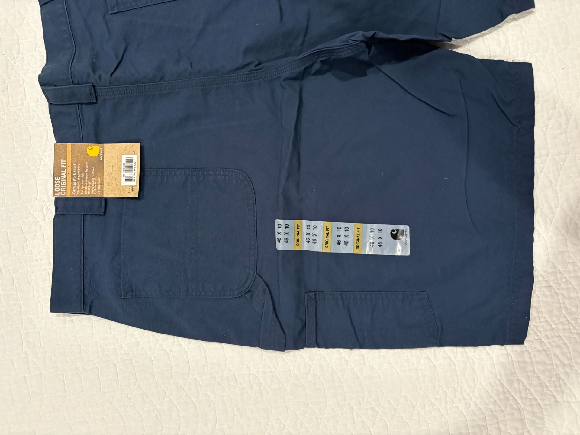 Carhartt B147 Men’s 46 Navy Canvas Work Shorts Loose Original Fit 10” NWT 8