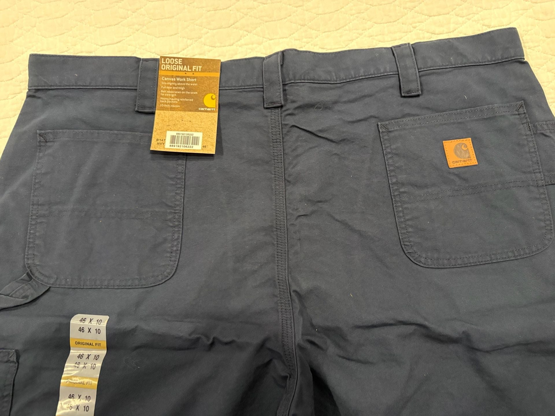 Carhartt B147 Men’s 46 Navy Canvas Work Shorts Loose Original Fit 10” NWT 10