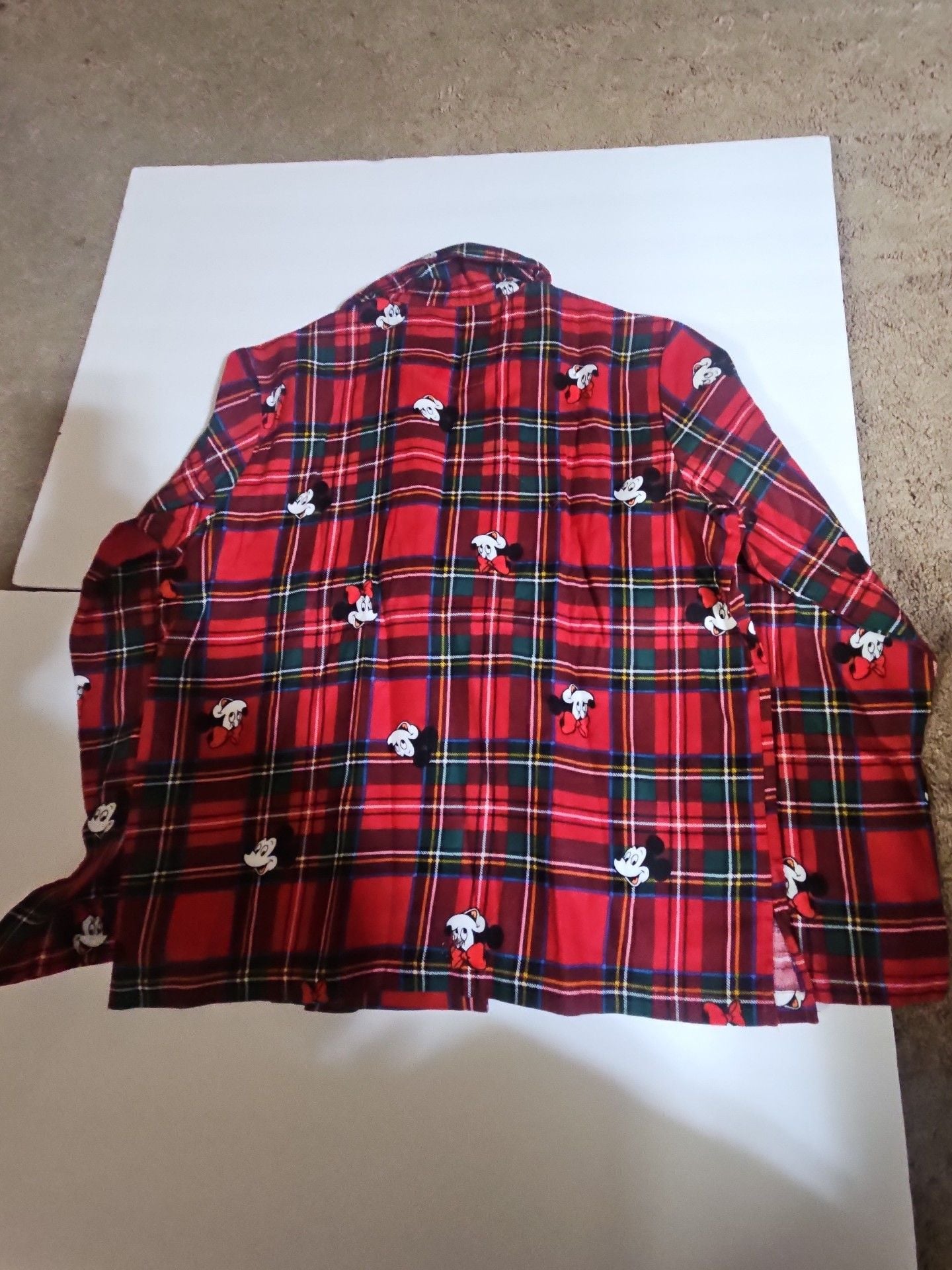 Old Navy x Disney Mickey Mouse Pajama Set Size S Red Plaid Flannel 2