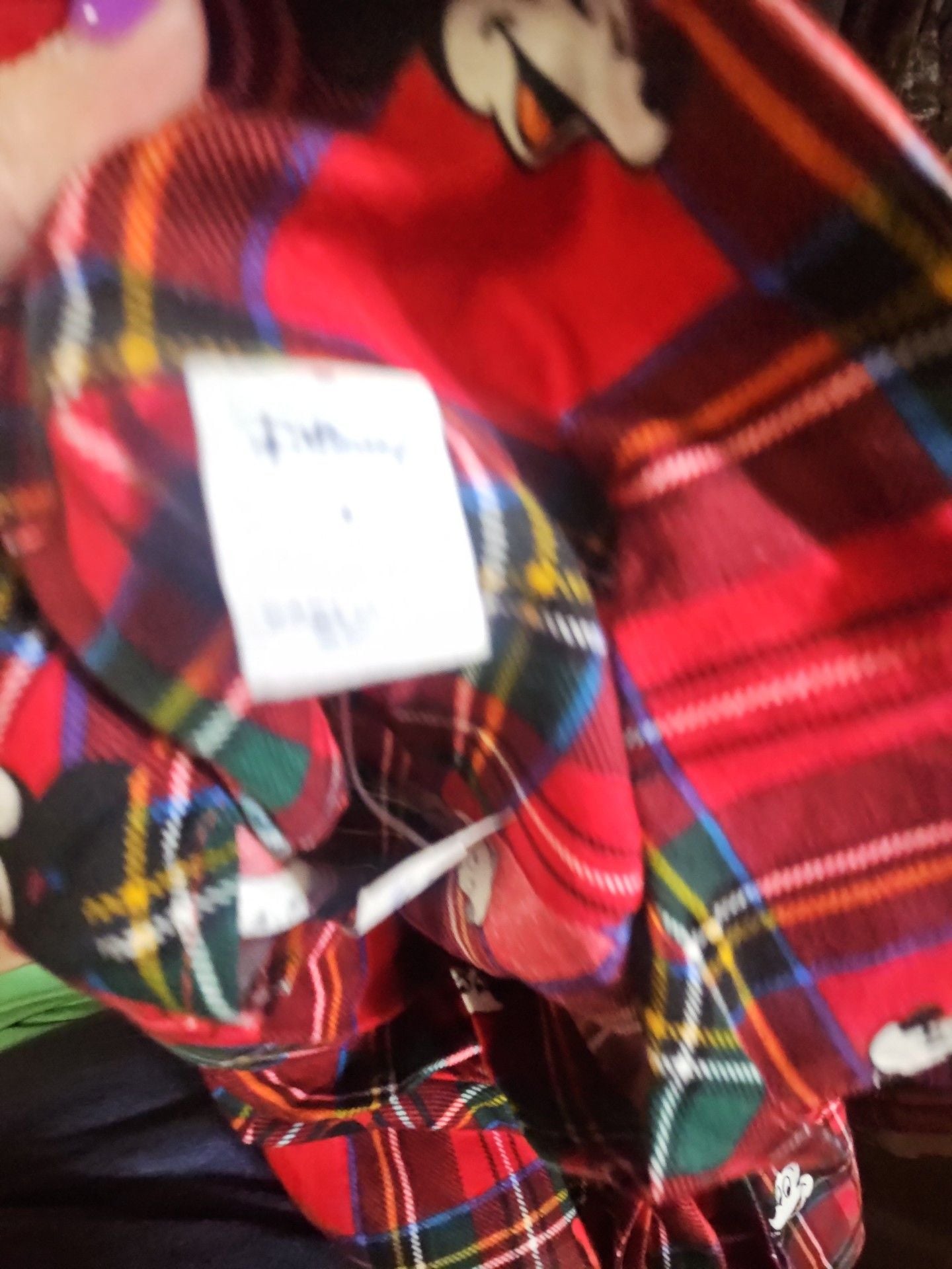 Old Navy x Disney Mickey Mouse Pajama Set Size S Red Plaid Flannel 5