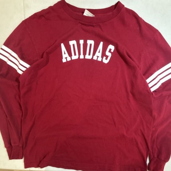 Adidas Long Sleeve T-Shirt Size L Burgundy White Stripes