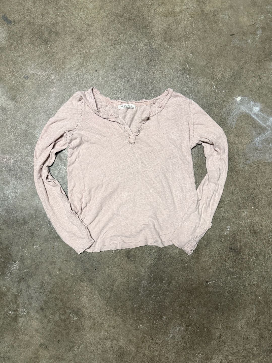 We The Free Long Sleeve Henley Top Size Extra Large Pink Cotton Blend 2