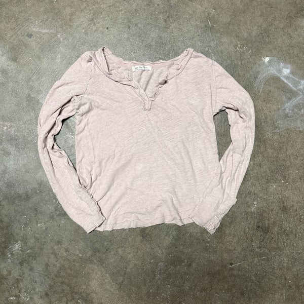 We The Free Long Sleeve Henley Top Size Extra Large Pink Cotton Blend