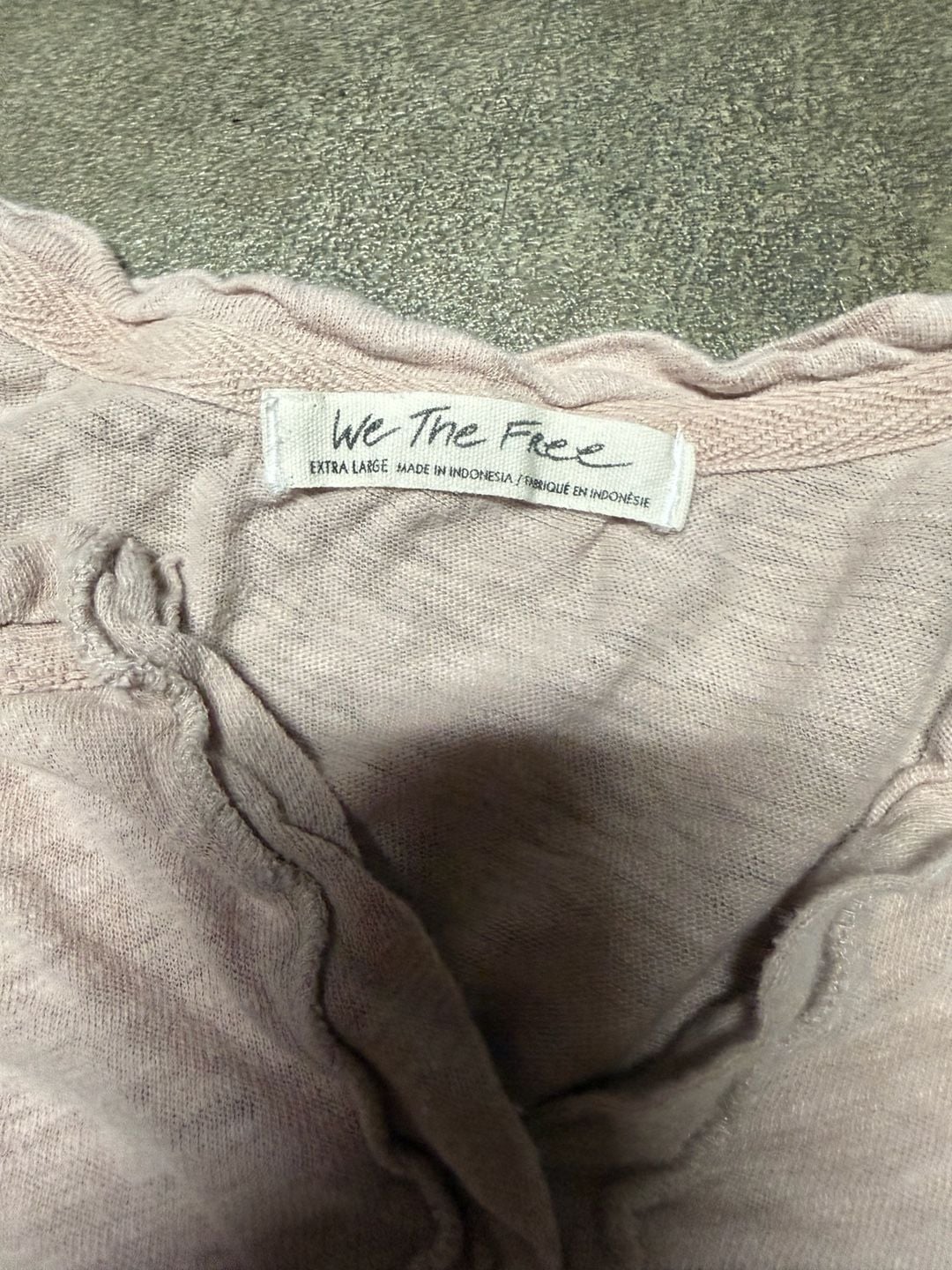 We The Free Long Sleeve Henley Top Size Extra Large Pink Cotton Blend 3