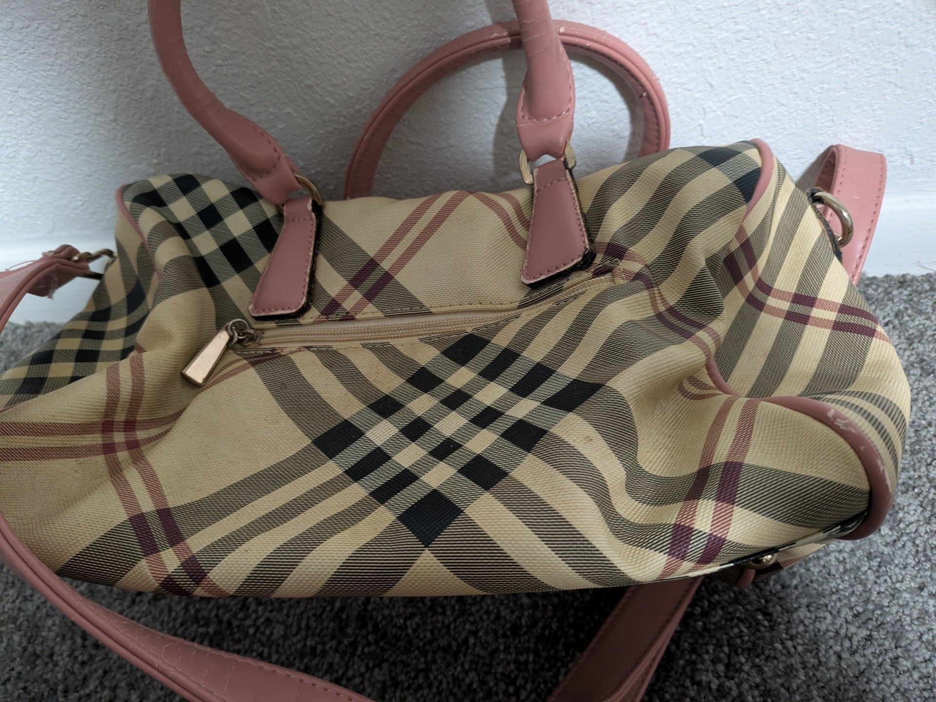 Burberrys London Nova Check Bowling Handbag Pink Trim 8