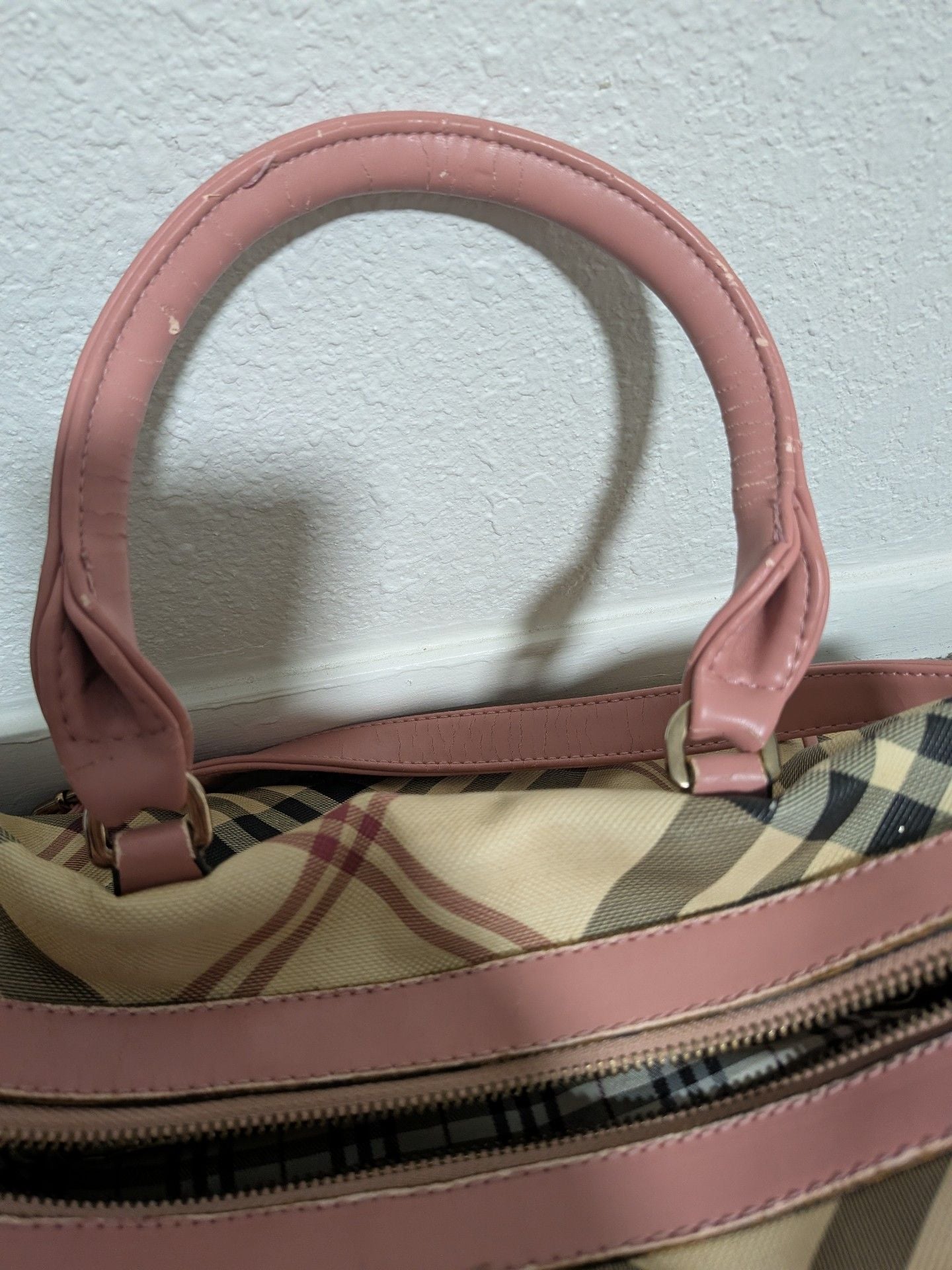 Burberrys London Nova Check Bowling Handbag Pink Trim 9
