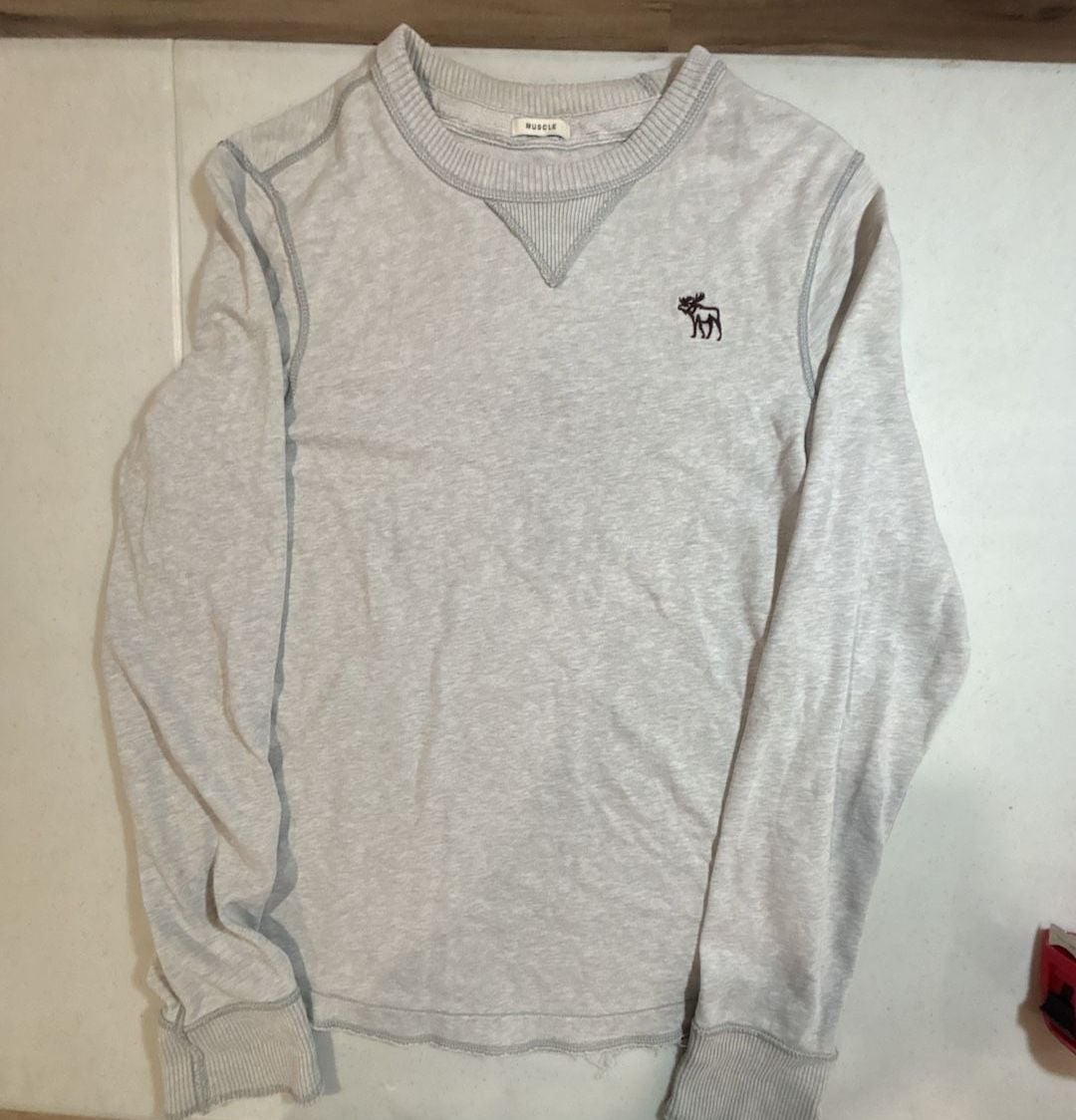 Abercrombie & Fitch Muscle Crewneck Sweater Size M Gray Long Sleeve 2