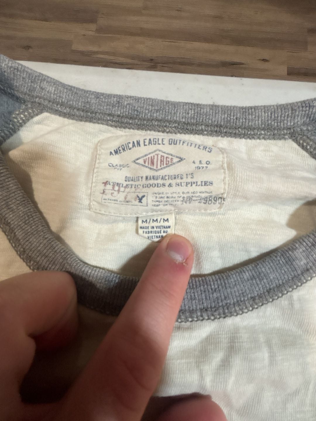 American Eagle Outfitters Vintage Long Sleeve T-Shirt Size M White Gray Eagle 4