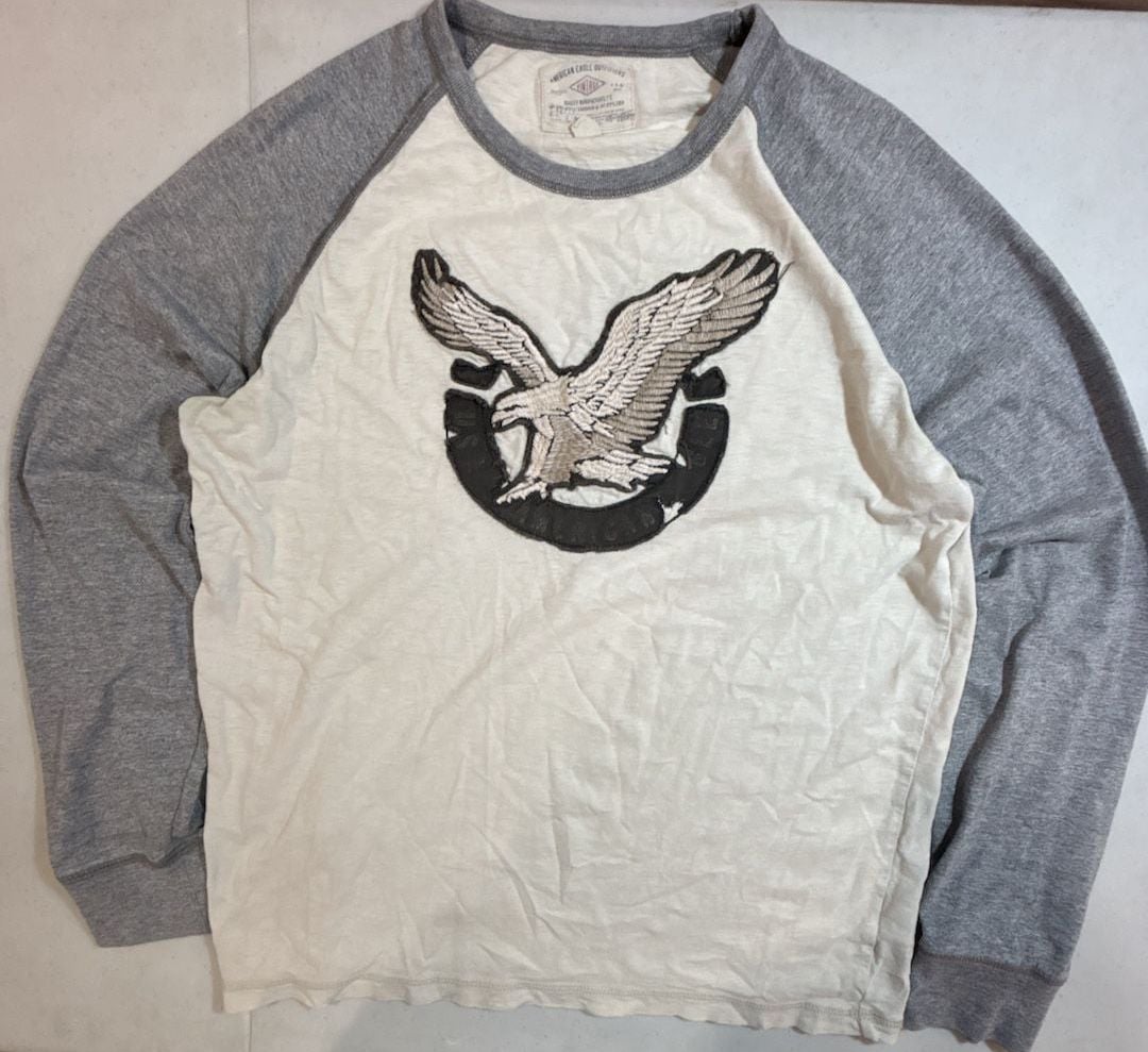 American Eagle Outfitters Vintage Long Sleeve T-Shirt Size M White Gray Eagle 2