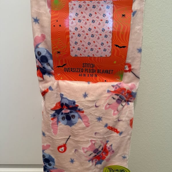 Disney Stitch Plush Blanket 40 In. X 50 In. Pink