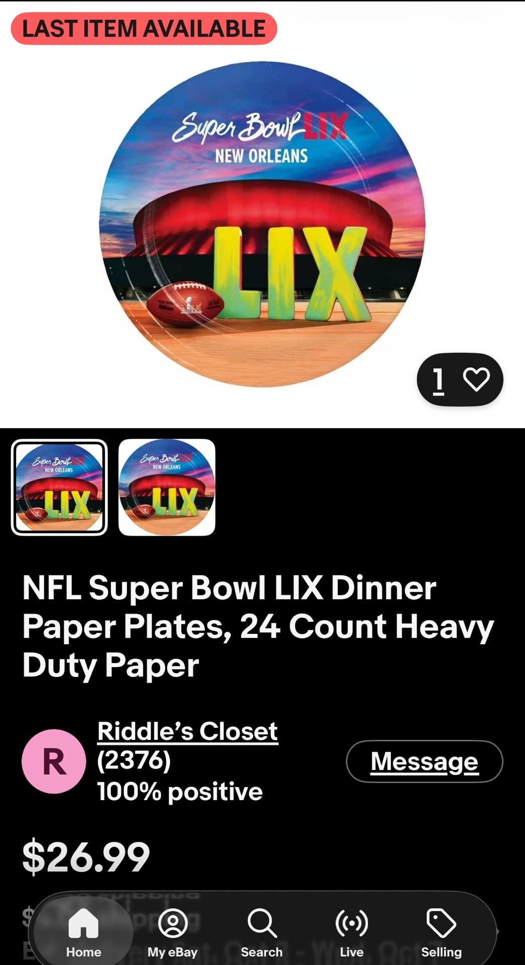 Super Bowl LIX New Orleans Paper Plates 10" 20ct 4