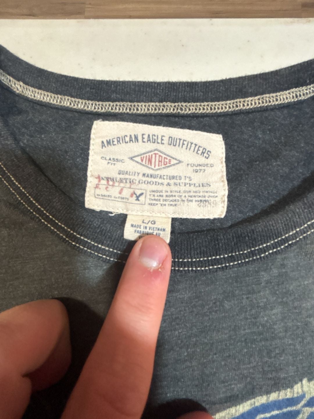 American Eagle Outfitters Vintage Graphic T-Shirt Size L Gray Blue Eagle Logo 4