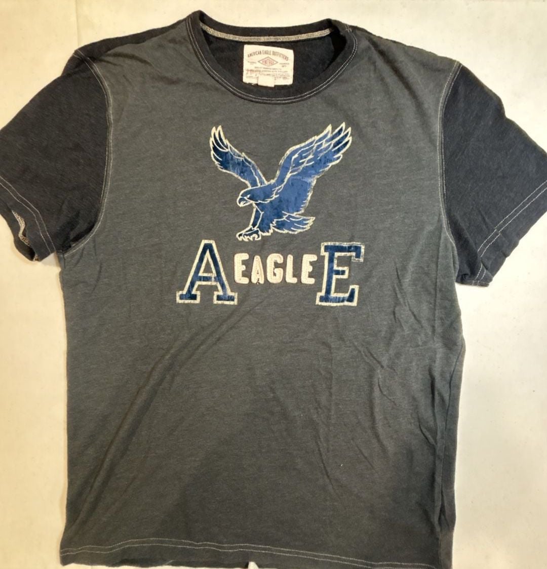 American Eagle Outfitters Vintage Graphic T-Shirt Size L Gray Blue Eagle Logo 2