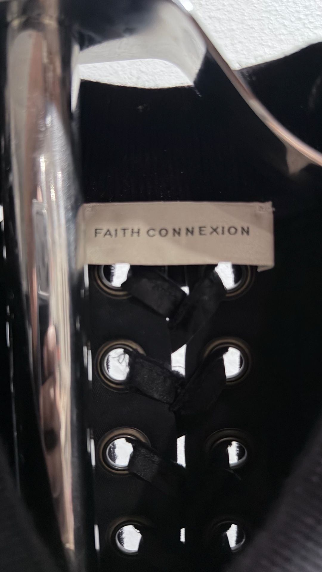 Faith Connexion Black Bomber Vest With Lace-Up Details And Frayed Sleeves Sz L 4