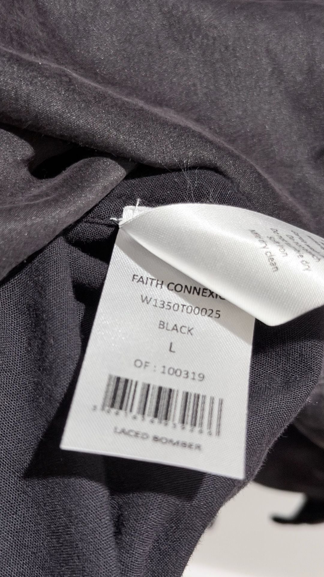 Faith Connexion Black Bomber Vest With Lace-Up Details And Frayed Sleeves Sz L 10