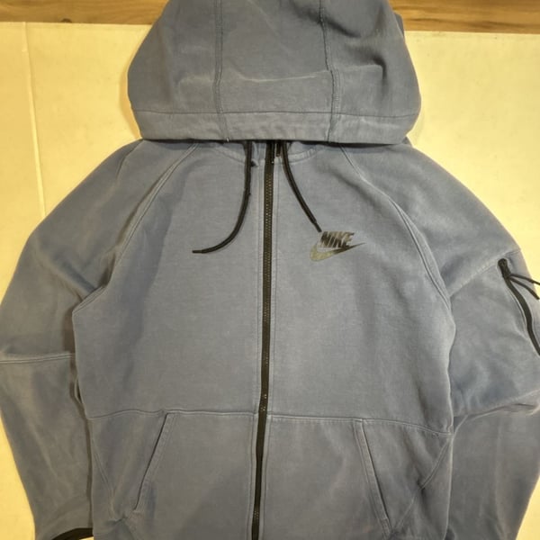 Nike Tech Fleece Full-Zip Hoodie Size M Blue Gold Logo