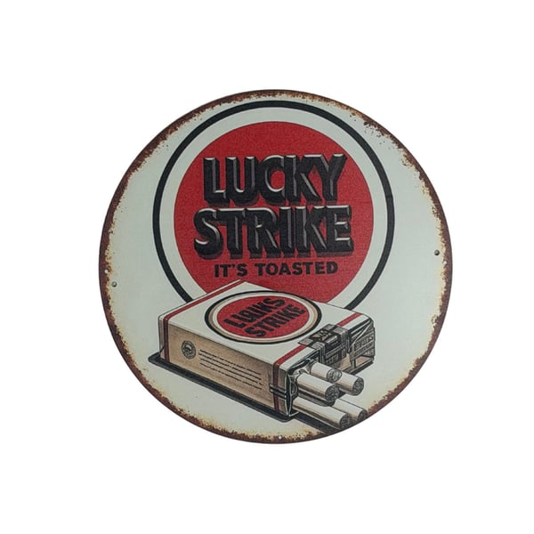 Lucky Strike Vintage Style Metal Sign 8” Inch Round