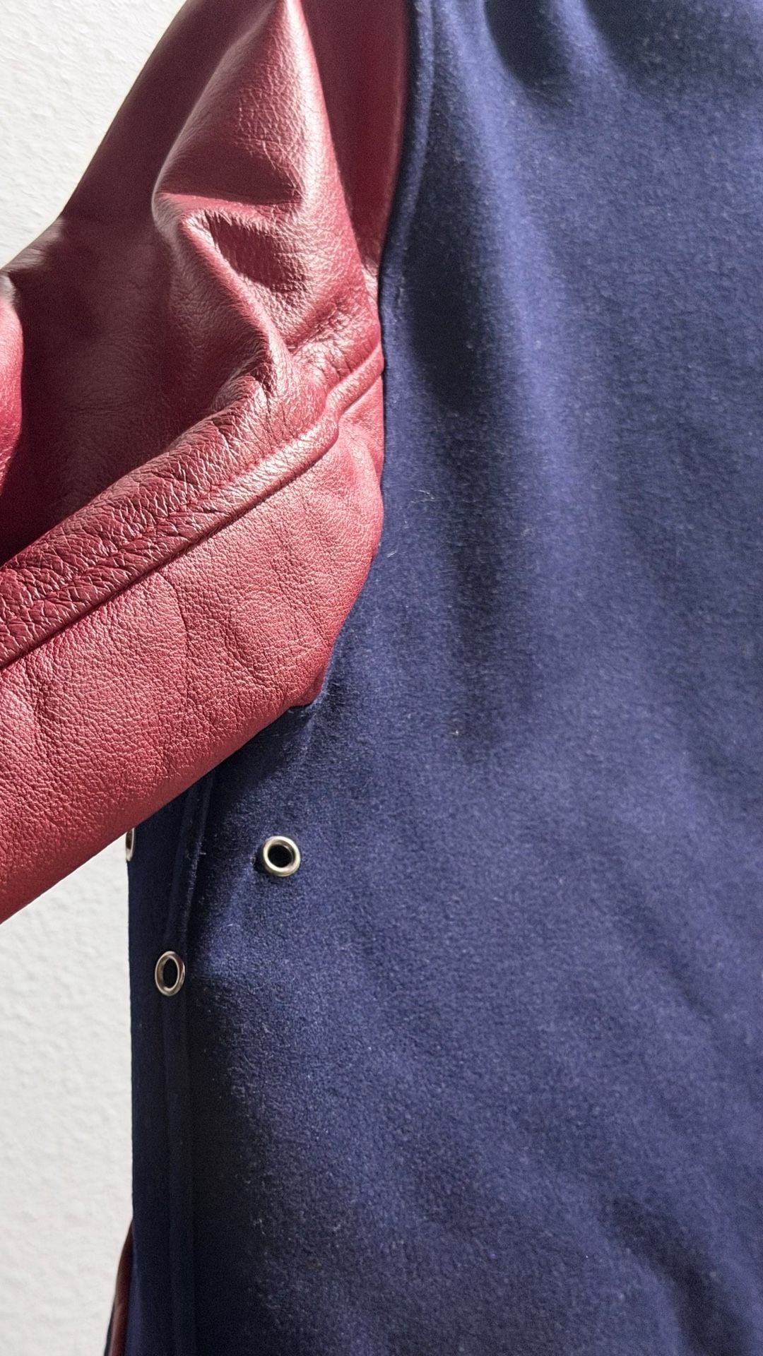 Thom Browne Inspired Wool and Leather Varsity Jacket Size 2 Navy Red 11