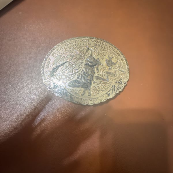 Montana Silversmiths 1997 Rapid Fire World Champion Bull Belt Buckle