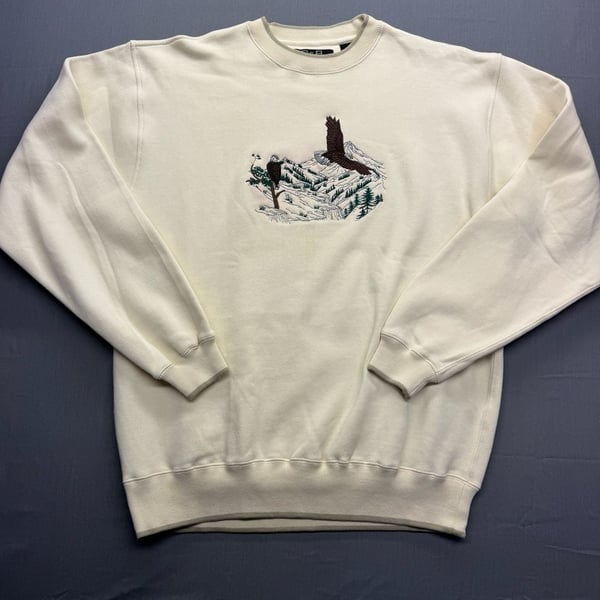 Croft & Barrow Vintage Bald Eagle Nature Outdoor Embroidered Crewneck Sweatshirt