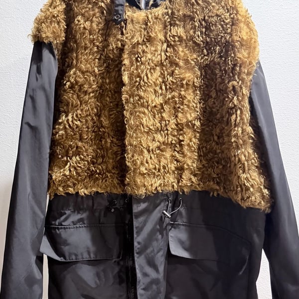 3.1 Phillip Lim Faux Fur and Nylon Mixed Media Coat Size S