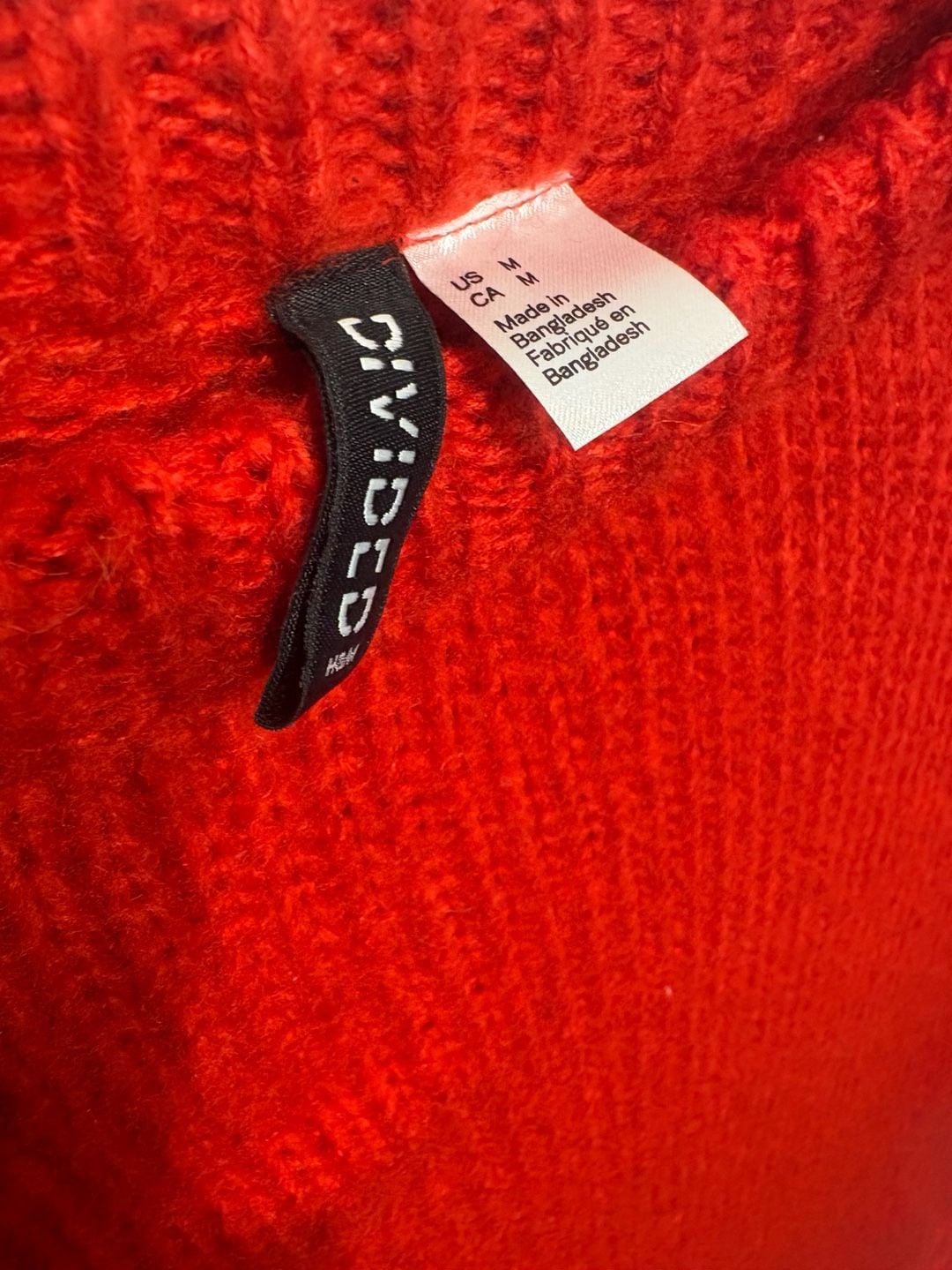 H&M Divided Red Knit Oversized Sweater Size M 4