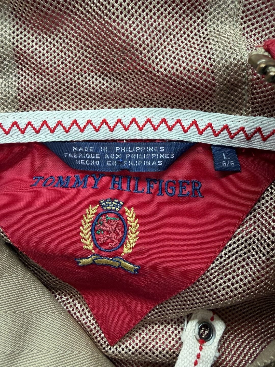 Tommy Hilfiger Red Half-Zip Hooded Windbreaker Jacket Size L 3