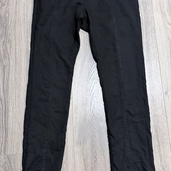 D.gnak Black High Waist Trousers with Side Slits and Stitching Details