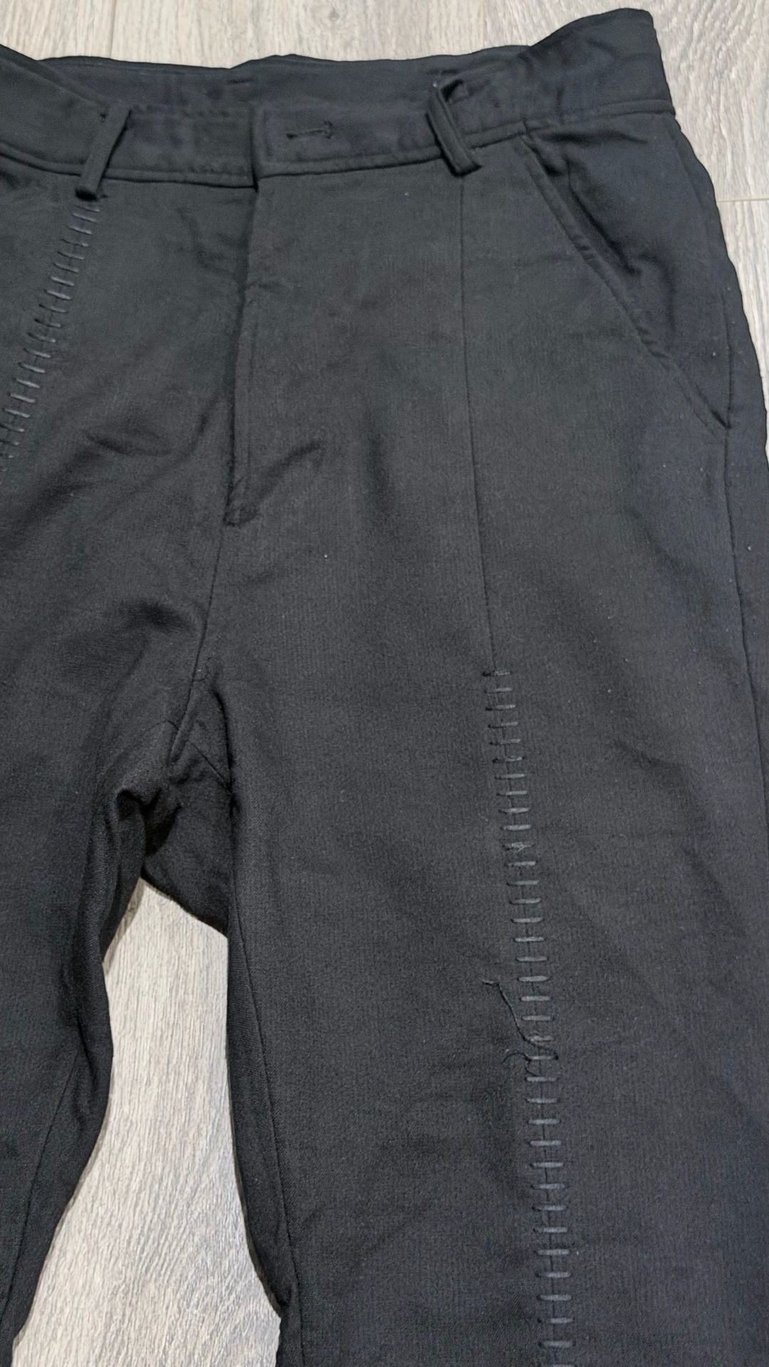 D.gnak Black High Waist Trousers with Side Slits and Stitching Details 8
