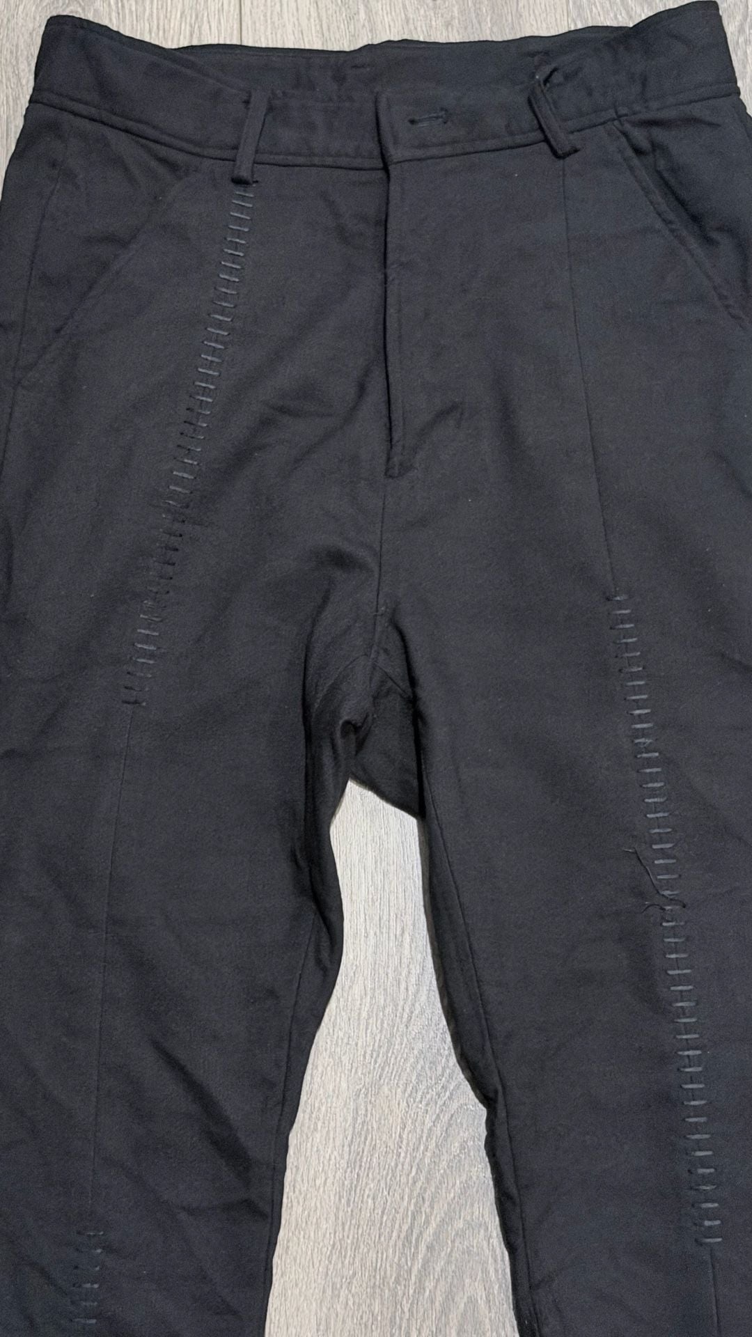 D.gnak Black High Waist Trousers with Side Slits and Stitching Details 9
